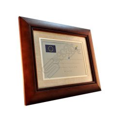 Ahşap Çerçeveli Renkli Logolu Asit İndirme Alpaka Özel Plaket