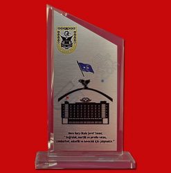 Cam Üzerine Gümüş Metal Baskılı Kristal Plaket