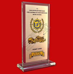 Gümüş Metal Baskılı Kristal Hizmet Anısı Plaket
