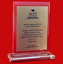 Gümüş Metal Kristal Cam Teşekkür Plaketi