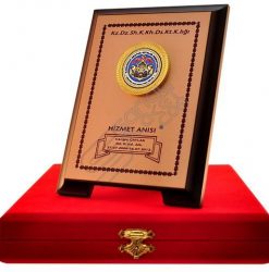 Kabartma Logolu Bronz Metal Ahşap Plaket
