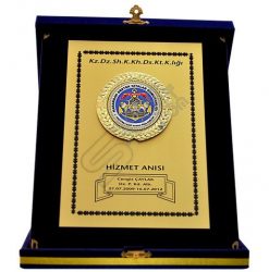 Kabartma Logolu Katlanabilir Kadife Kutu Hizmet Anısı Plaketi