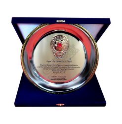 Kabartma Polis Rozeti Kadife Kutulu Gümüş Tabak Plaket