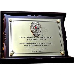 Kabartma Polis Rozeti Pleksili Özel Ahşap Anı Plaketi