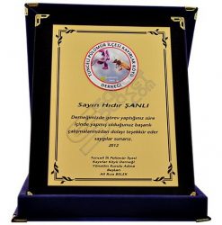Katlanabilir Kadife Kutu Dijtial Baskı Altın Teşekkür Plaketi
