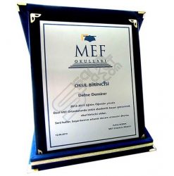 Katlanabilir Kadife Kutu Gümüş Birincilik Ödül Plaketi