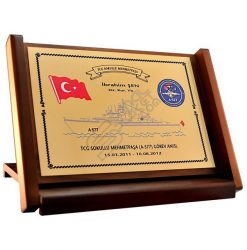 Katlanır Ahşap Üzerine Renkli Logolu Görev Anısı Plaketi