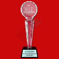 Kristal Kupa Plaket Mermer Kaideli Köşeli Cam Sütunlu