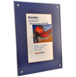 Kabartma Logolu Ahşap Çerçeveli Pleksili Plaket