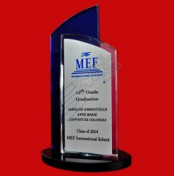 Renkli Cam Gümüş Kristal Plaket