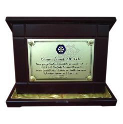 Renkli Logolu Asit İndirme Kumlama Özel Ahşap Plaket