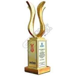 Özel Döküm Sarı Altın Kaplama Lale Figürü Plaket